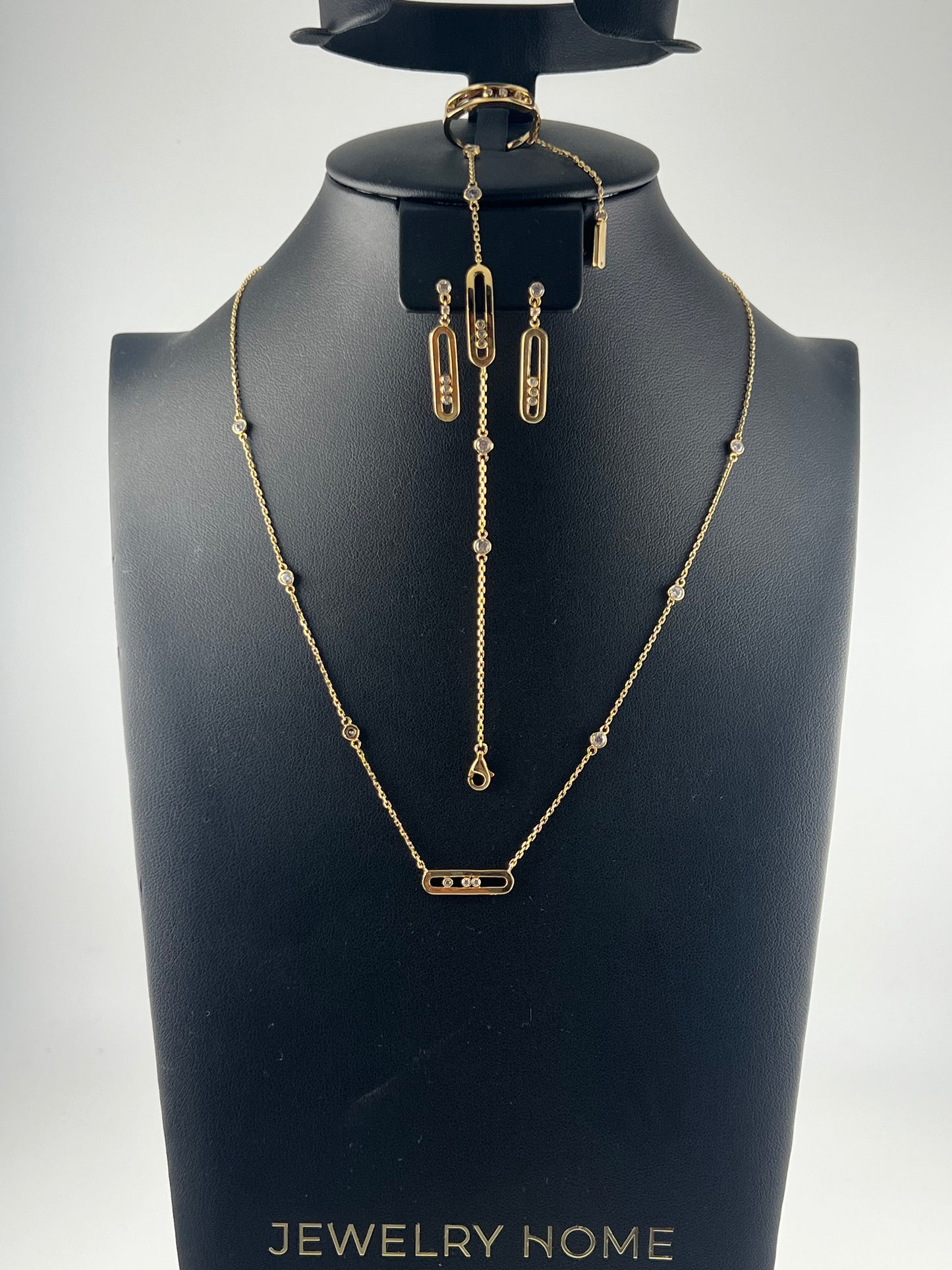 Yellow gold set, solid 18k gold with premium zircon stones