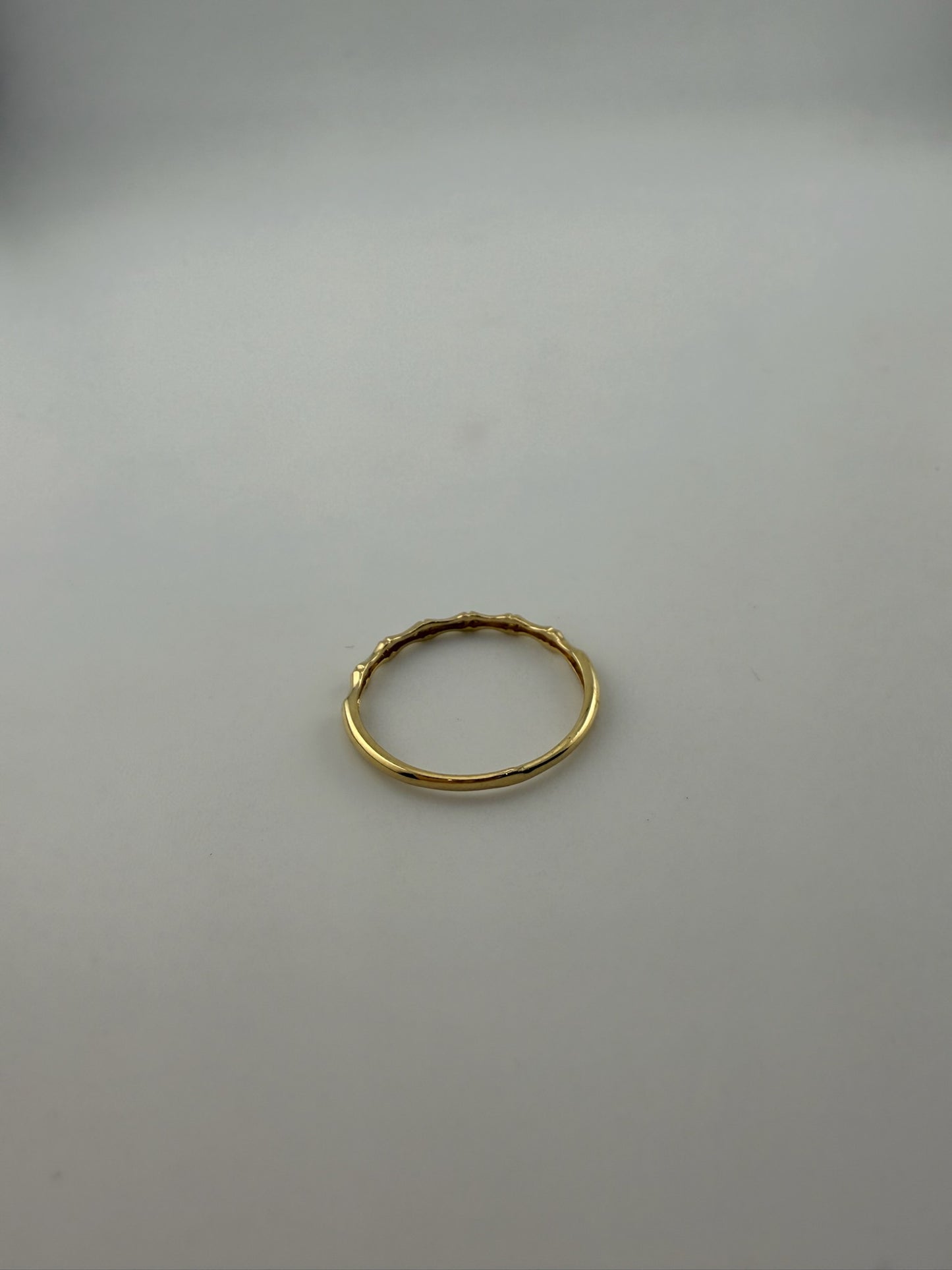 Dainty ring bamboo solid 18k gold