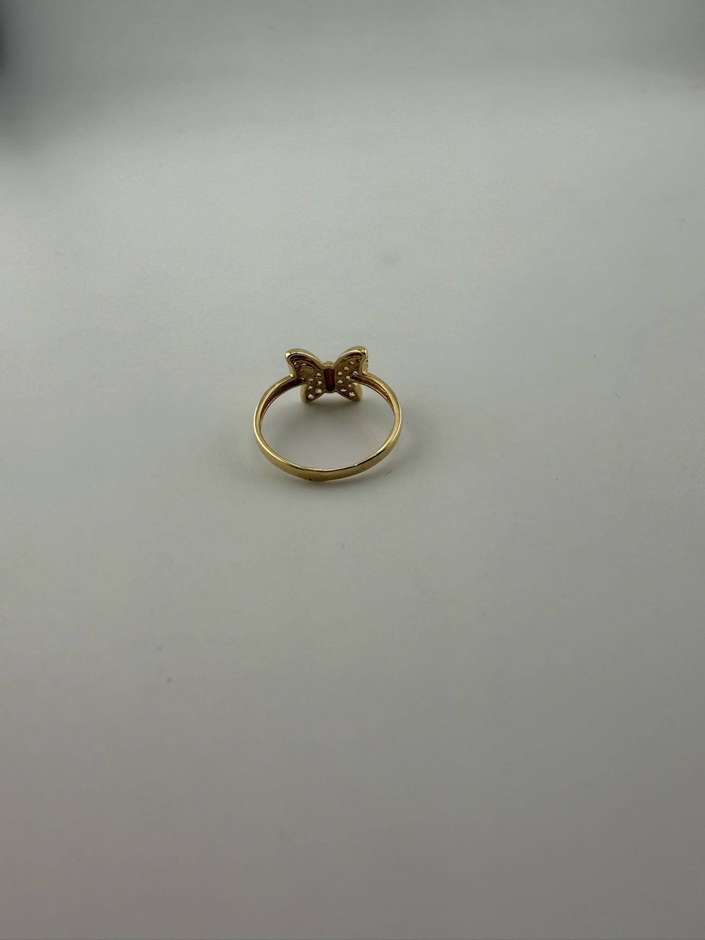 Dainty ring butterfly solid 18k gold with cz stones