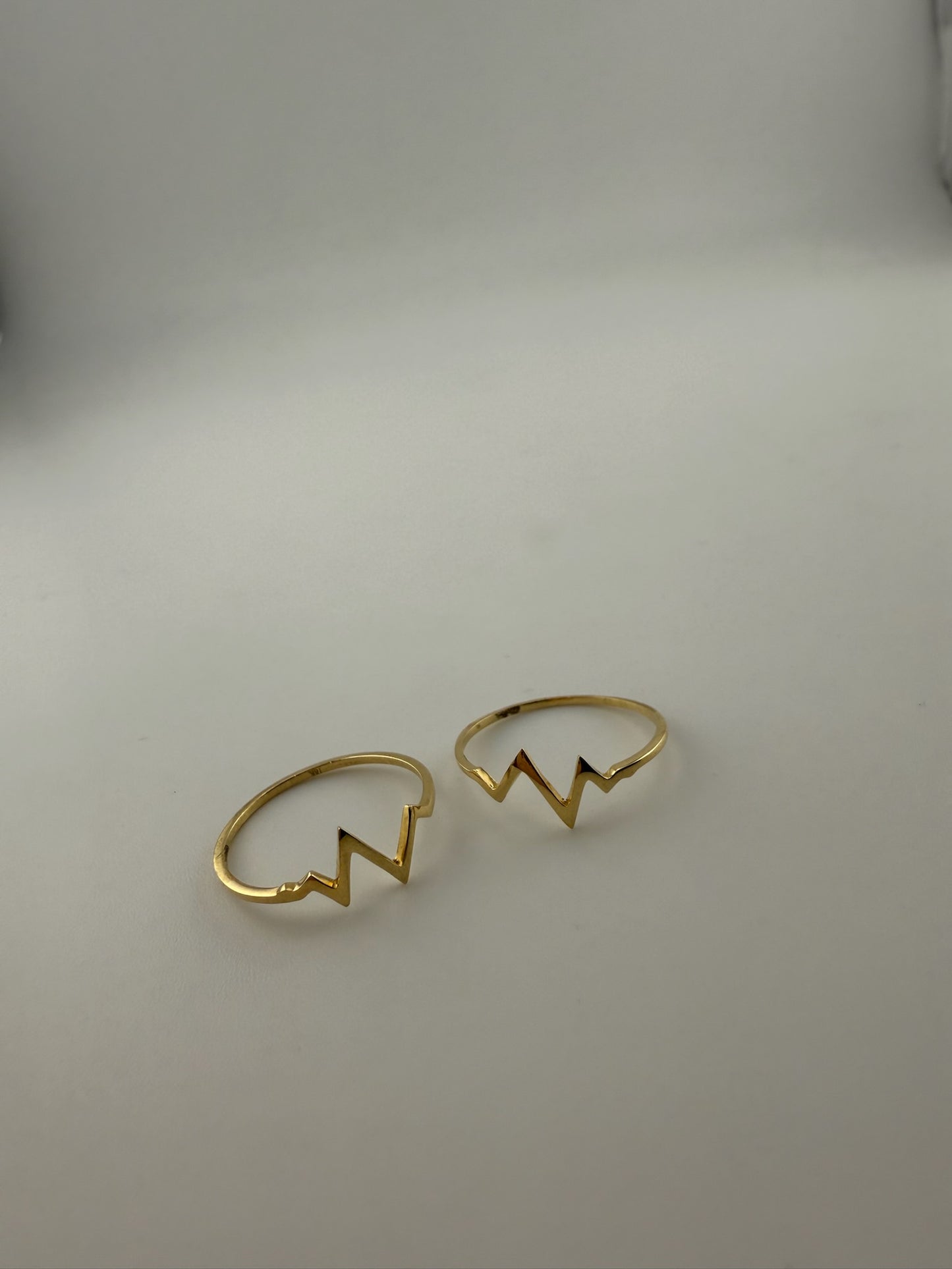 Dainty ring heartbeat solid 18k gold