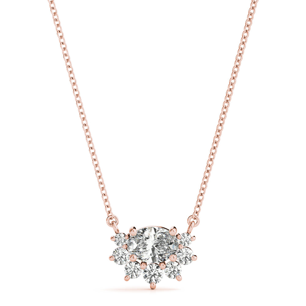 Radiant Halo Oval Diamond Pendant