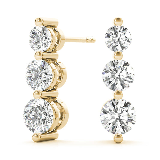 Dazzling Three-Stone Drop Earrings 1 ct