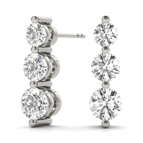 Dazzling Three-Stone Drop Earrings 1/4 ct