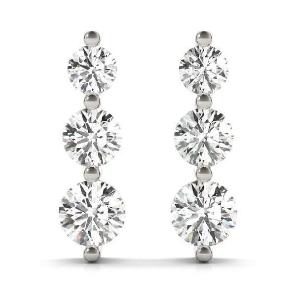 Dazzling Three-Stone Drop Earrings 1/4 ct