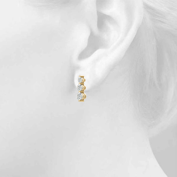 Dazzling Three-Stone Drop Earrings 1/4 ct