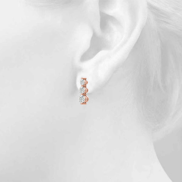 Dazzling Three-Stone Drop Earrings 1/4 ct