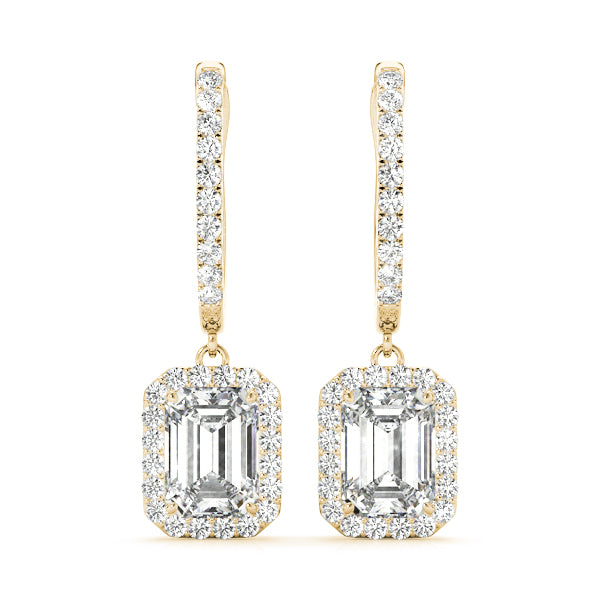 Emerald Halo Dangle Earrings