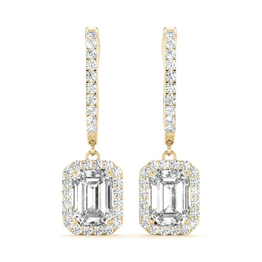 Emerald Halo Dangle Earrings