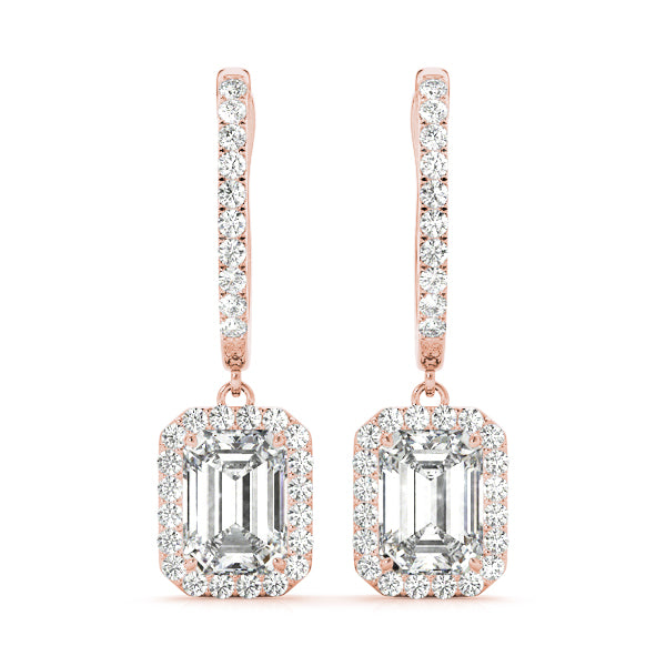 Emerald Halo Dangle Earrings