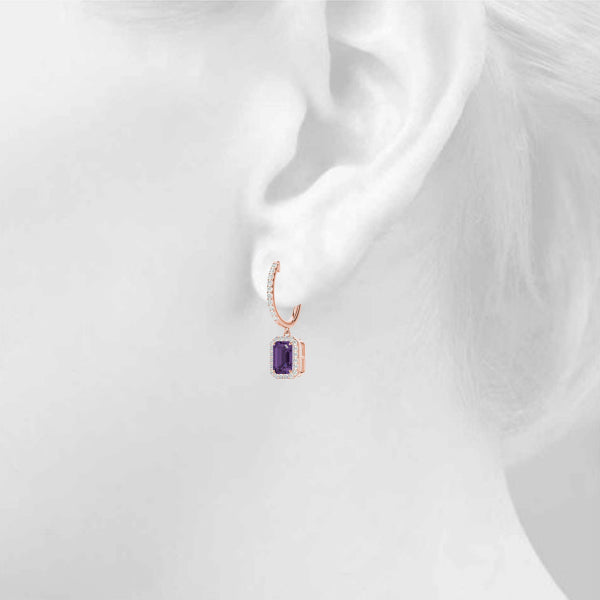 Emerald Halo Dangle Earrings