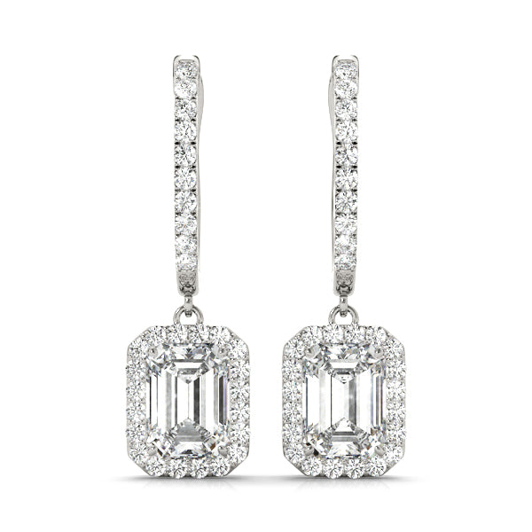 Emerald Halo Dangle Earrings