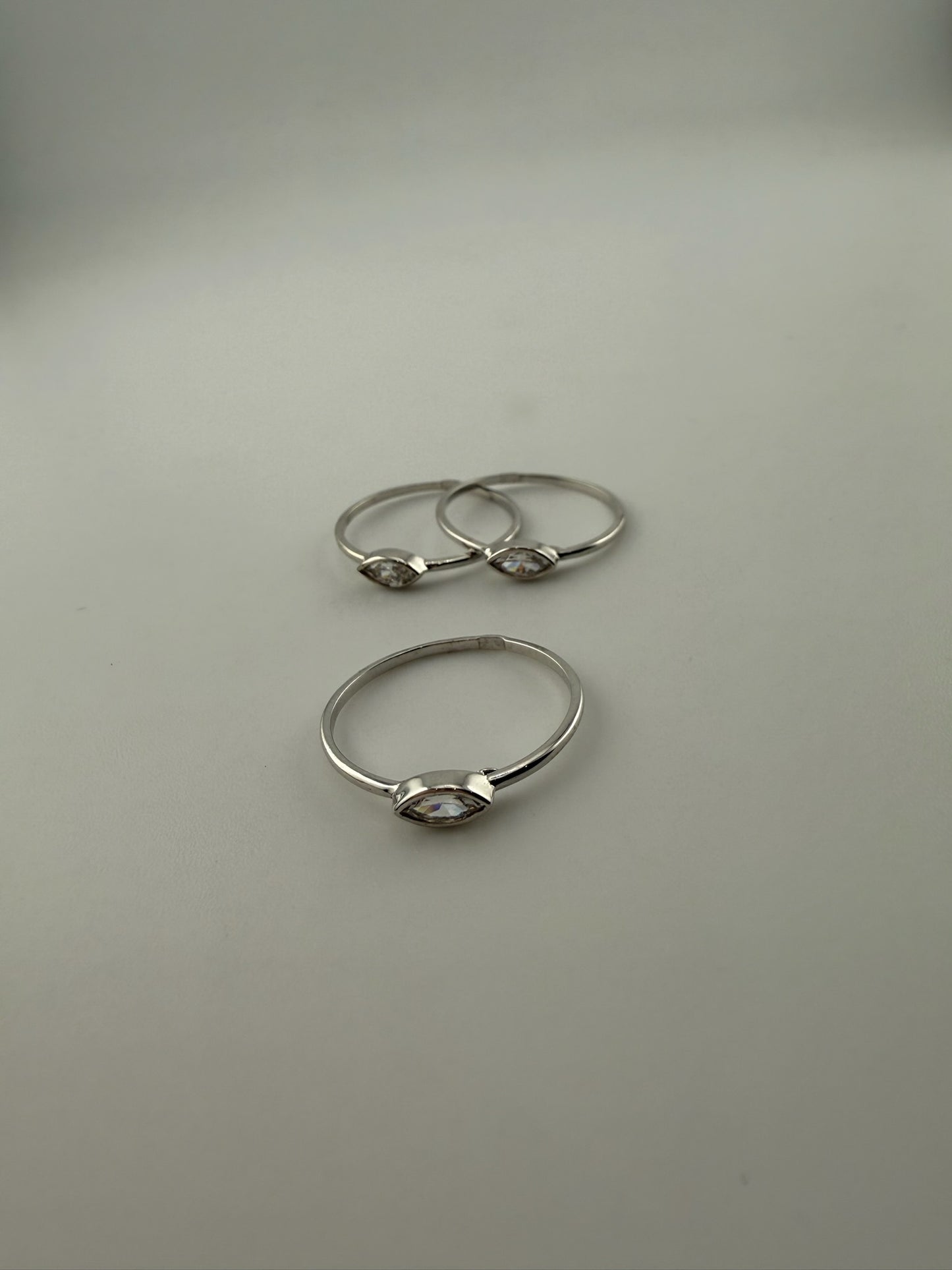 Dainty ring solid 18k white gold with cz stone