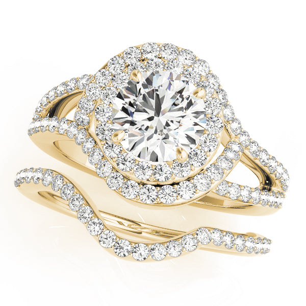 Double Halo Split Shank Diamond Ring 1 ct