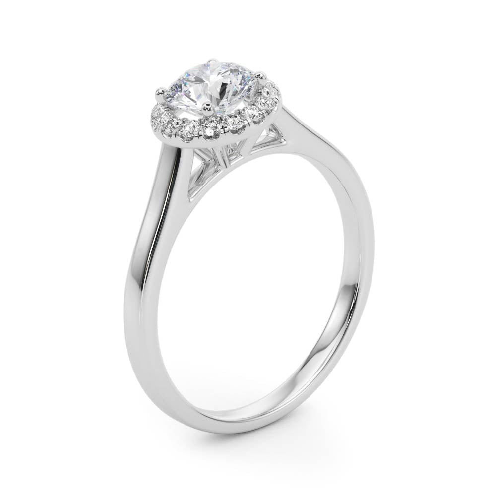 Round Cut Diamond Halo Engagement Ring 1 ct