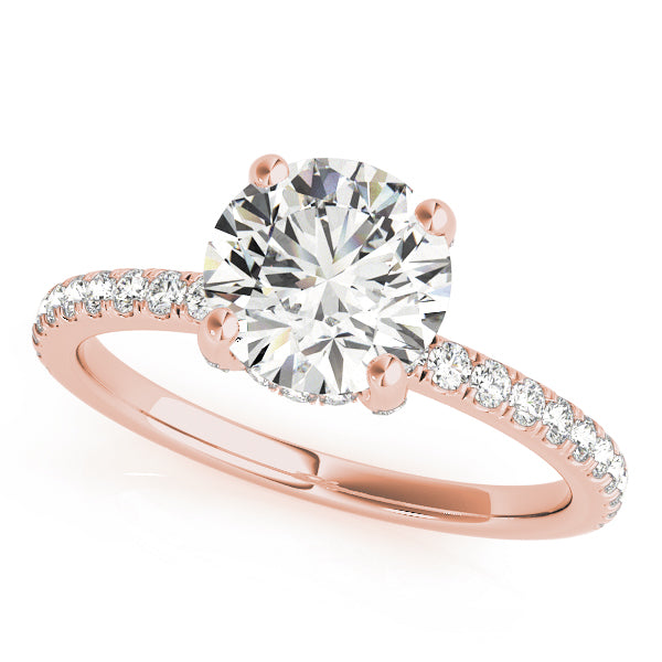 Solitaire Diamond Engagement Ring with Pave Band 1 ct