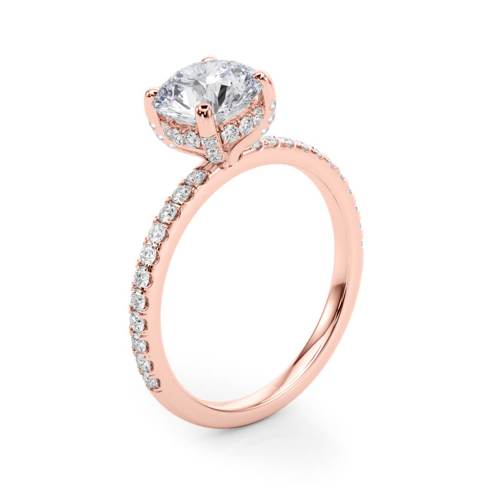 Solitaire Diamond Engagement Ring with Pave Band 1 ct