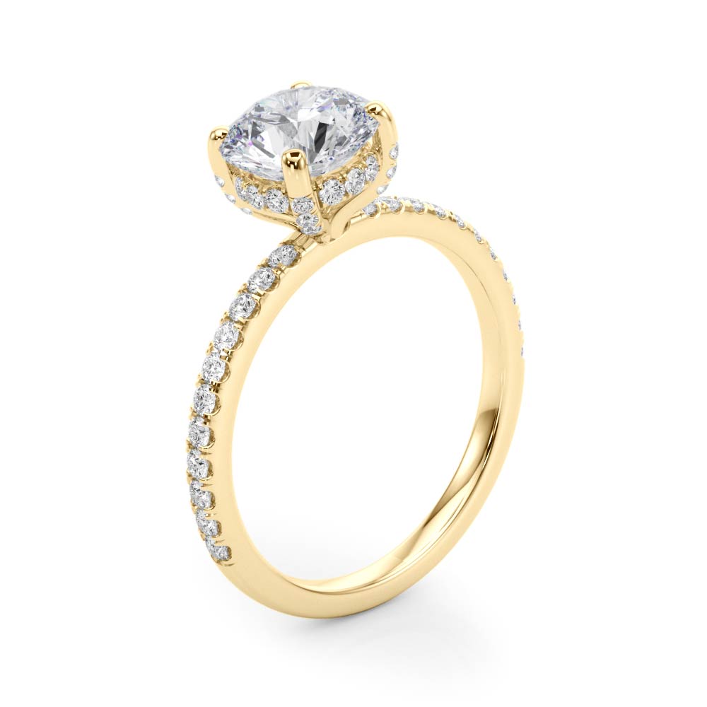 Solitaire Diamond Engagement Ring with Pave Band 1 ct