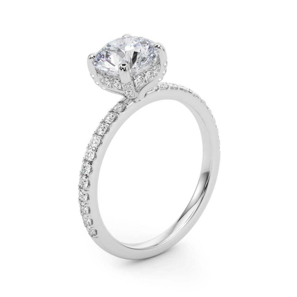 Solitaire Diamond Engagement Ring with Pave Band 1 ct