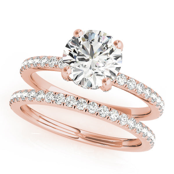 Solitaire Diamond Engagement Ring with Pave Band 1 ct