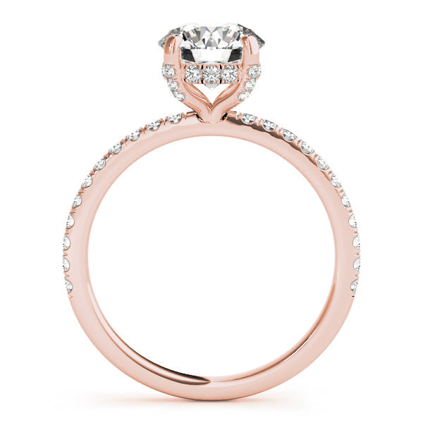Solitaire Diamond Engagement Ring with Pave Band 1 ct