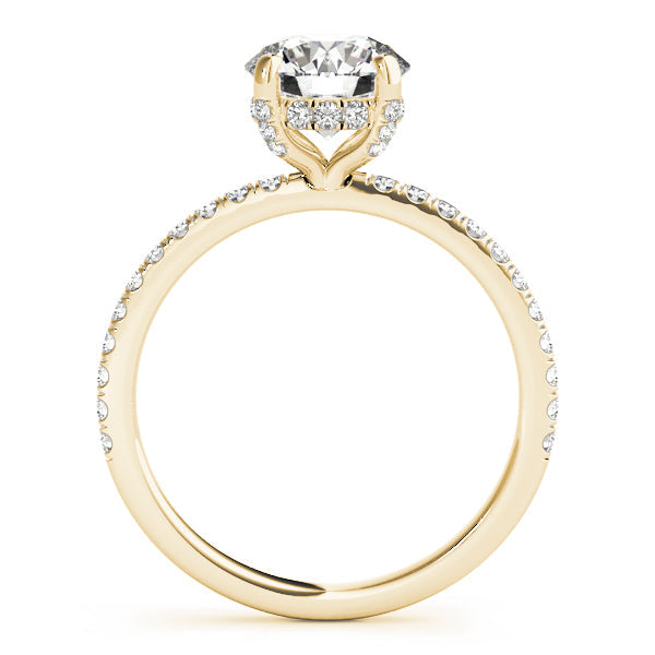 Solitaire Diamond Engagement Ring with Pave Band 1 ct