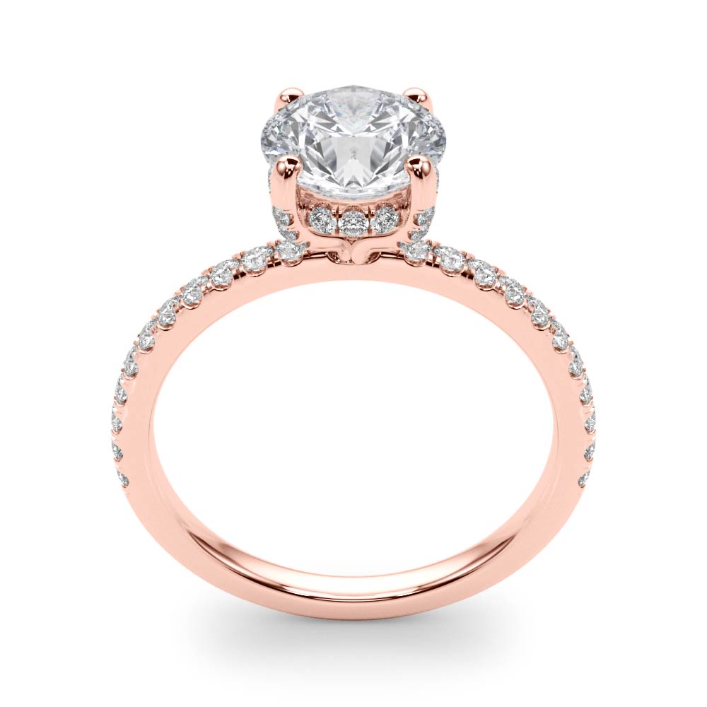 Solitaire Diamond Engagement Ring with Pave Band 1 ct