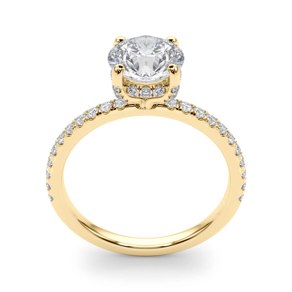Solitaire Diamond Engagement Ring with Pave Band 1 ct