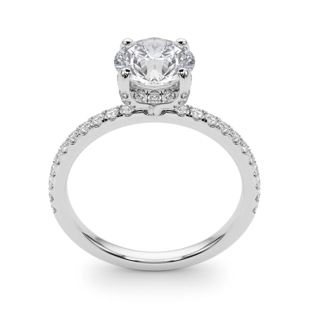 Solitaire Diamond Engagement Ring with Pave Band 1 ct