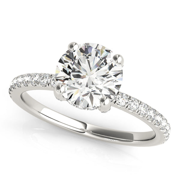 Solitaire Diamond Engagement Ring with Pave Band 1 ct