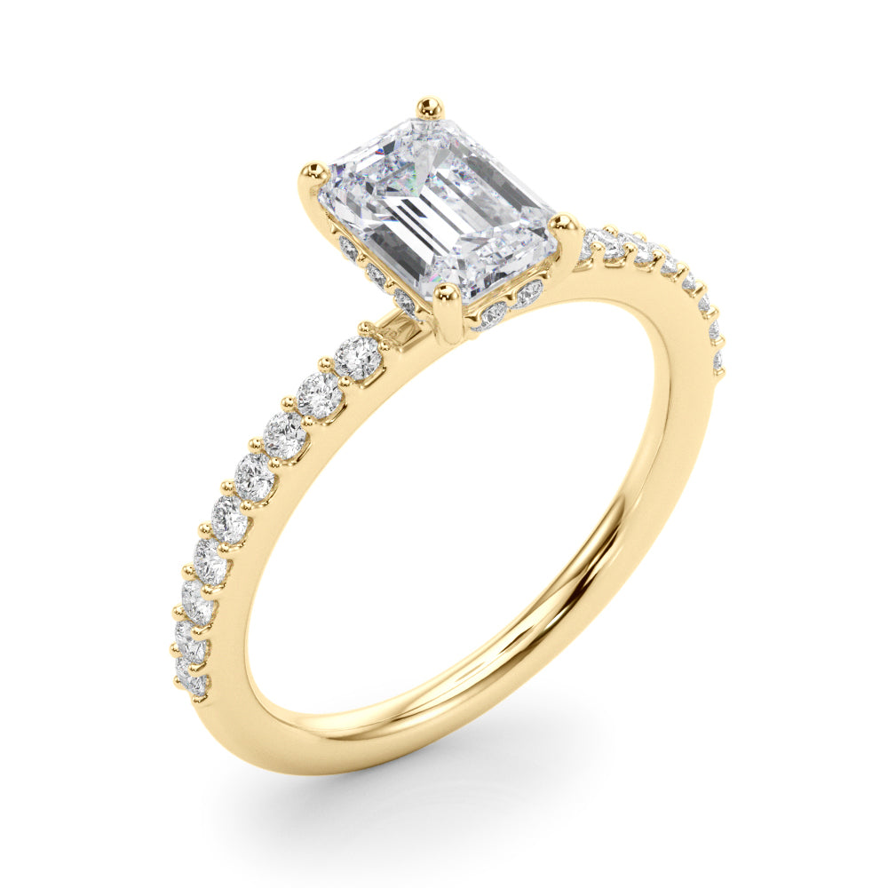 Emerald Hidden Halo Shared Prong Ring