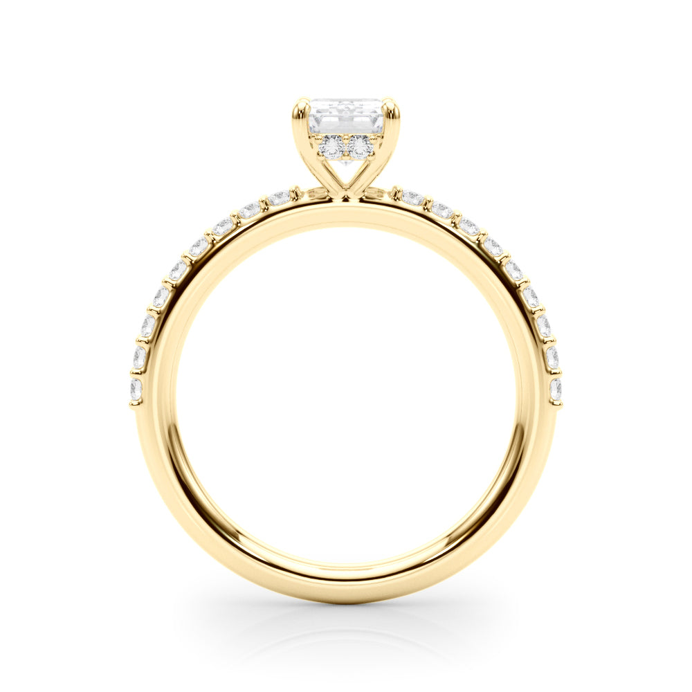 Emerald Hidden Halo Shared Prong Ring