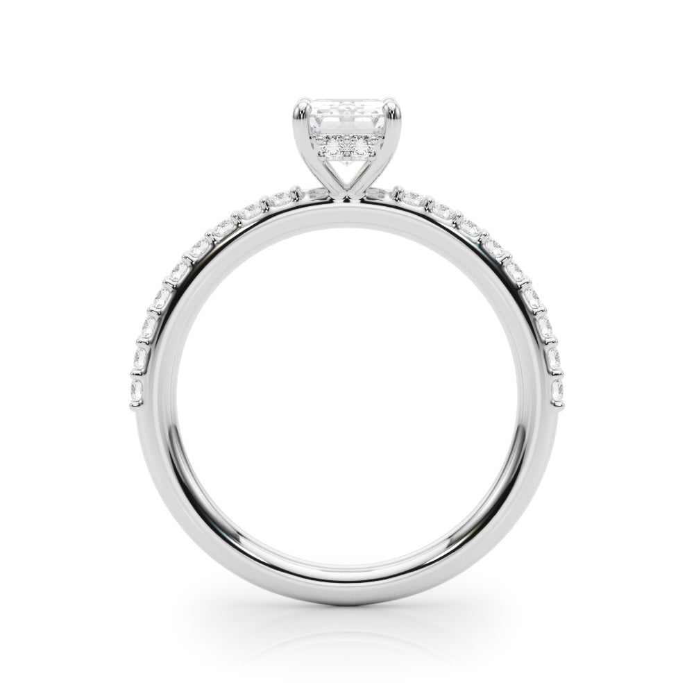 Emerald Hidden Halo Shared Prong Ring