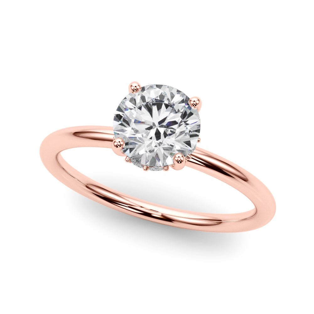 Classic Solitaire Engagement Ring with Hidden Halo 1 ct