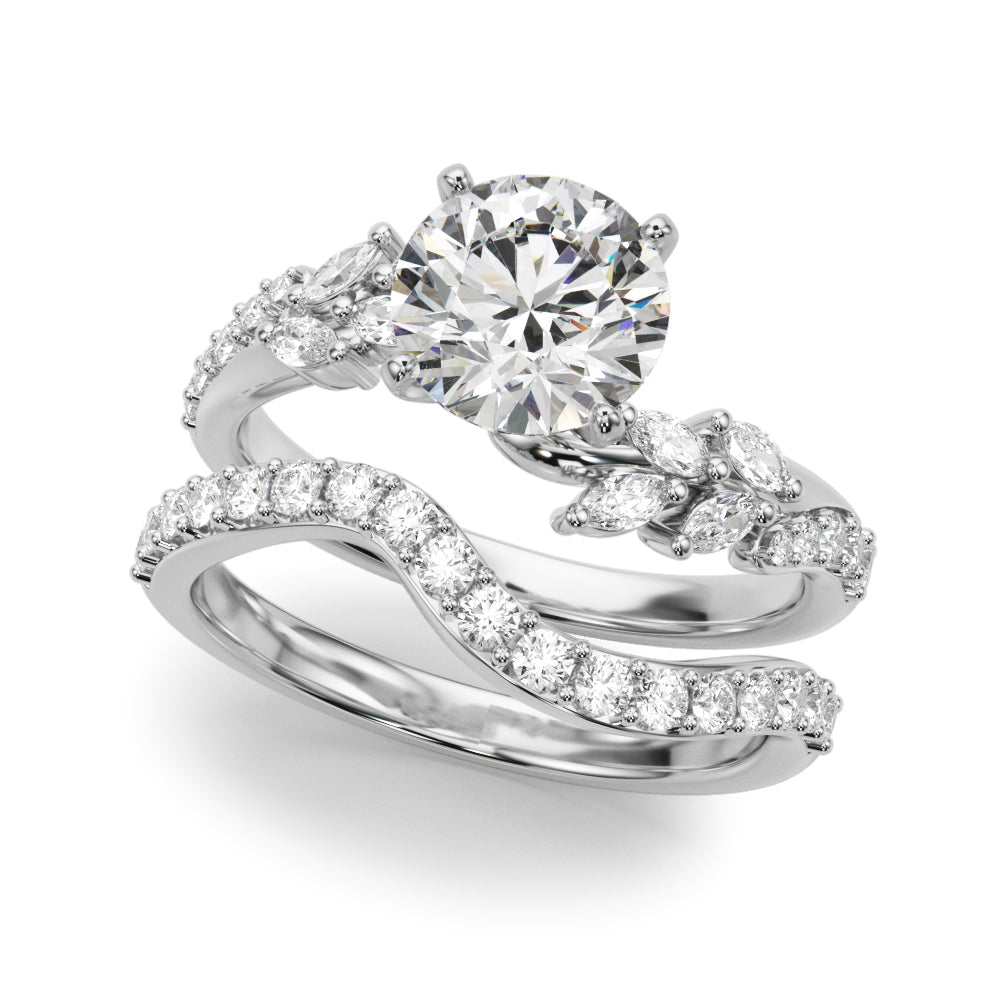 Diamond Leaf Engagement Ring