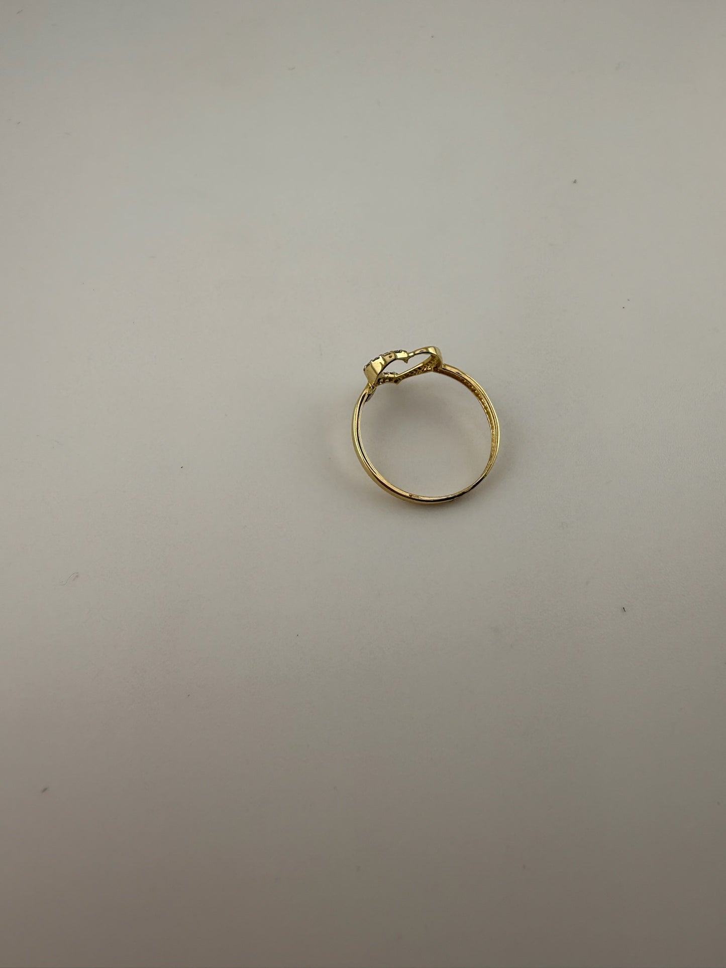 Dainty ring heart solid 18k gold with cz stones