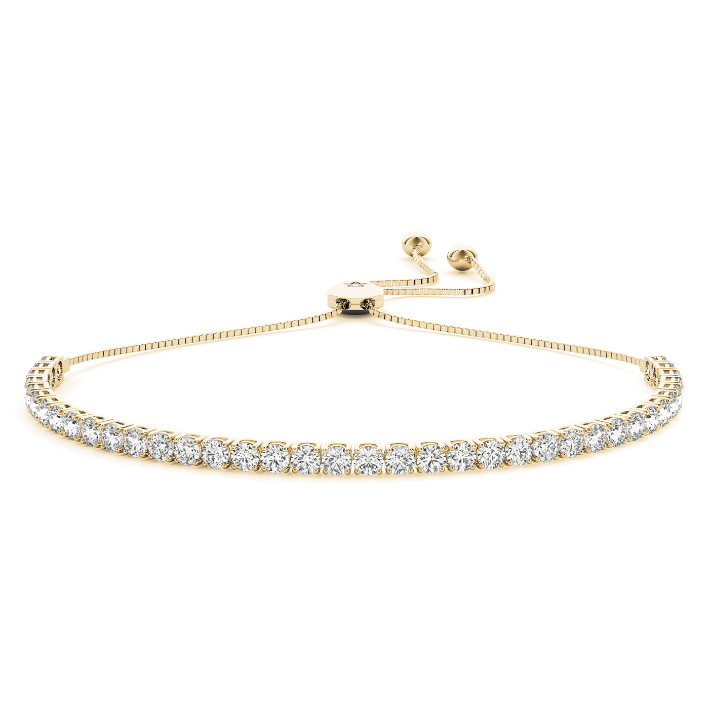 Adjustable Tennis Bracelet with Round-Cut Stones