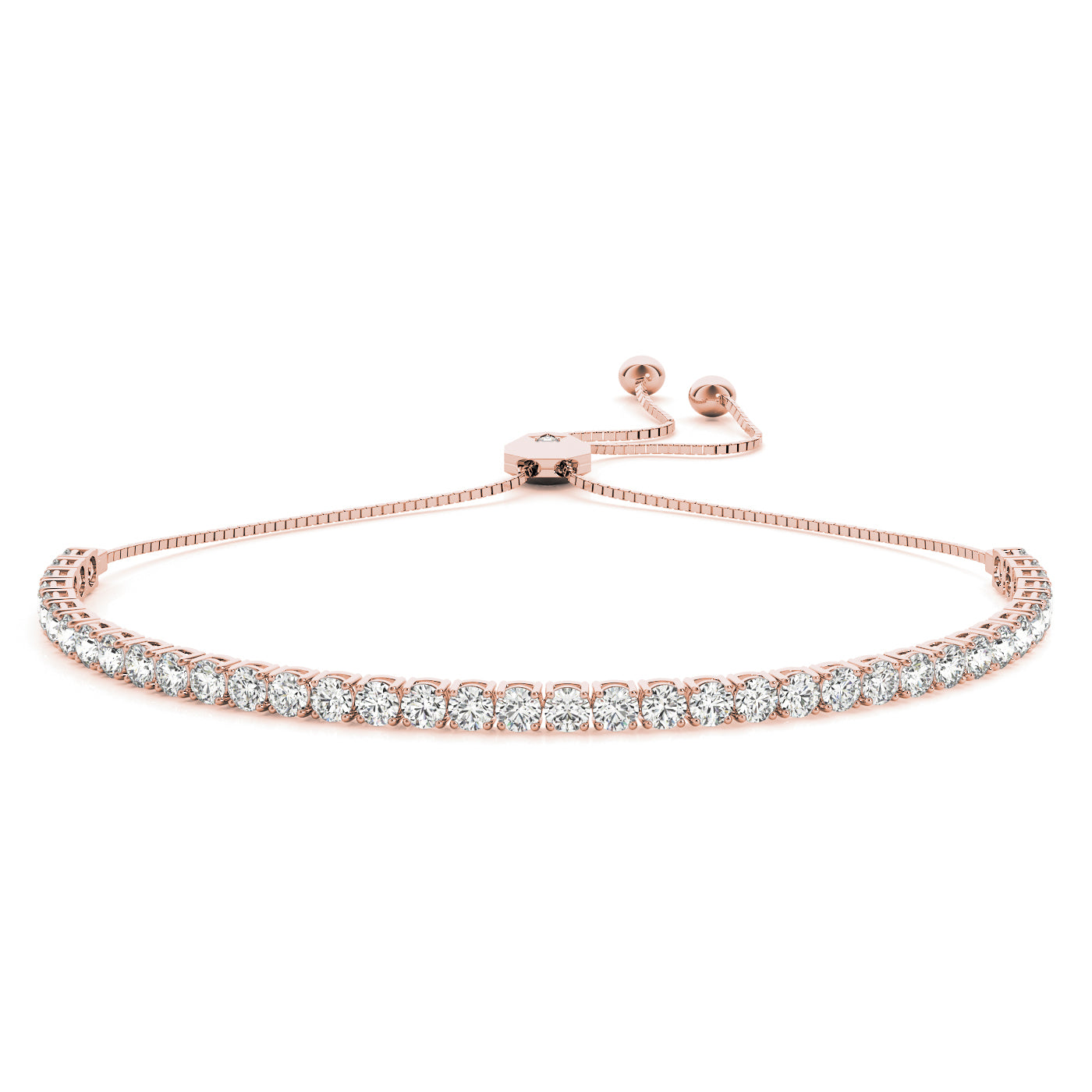 Adjustable Tennis Bracelet with Round-Cut Stones