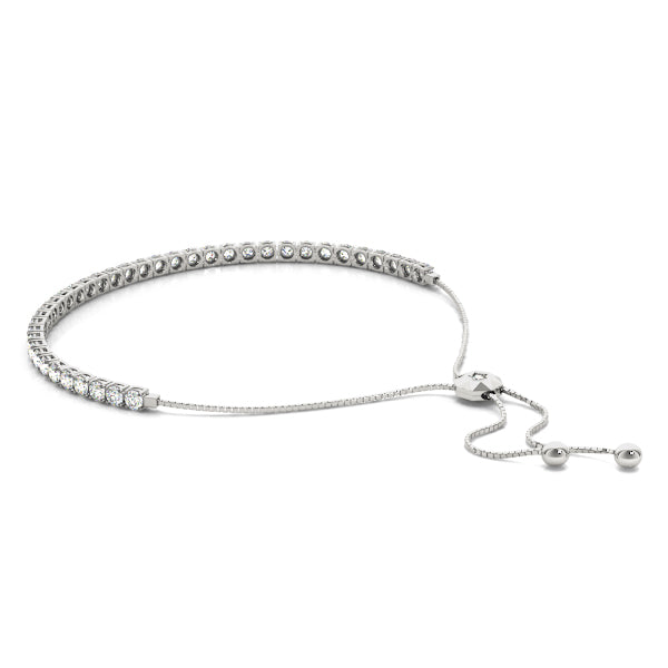 Adjustable Tennis Bracelet with Round-Cut Stones