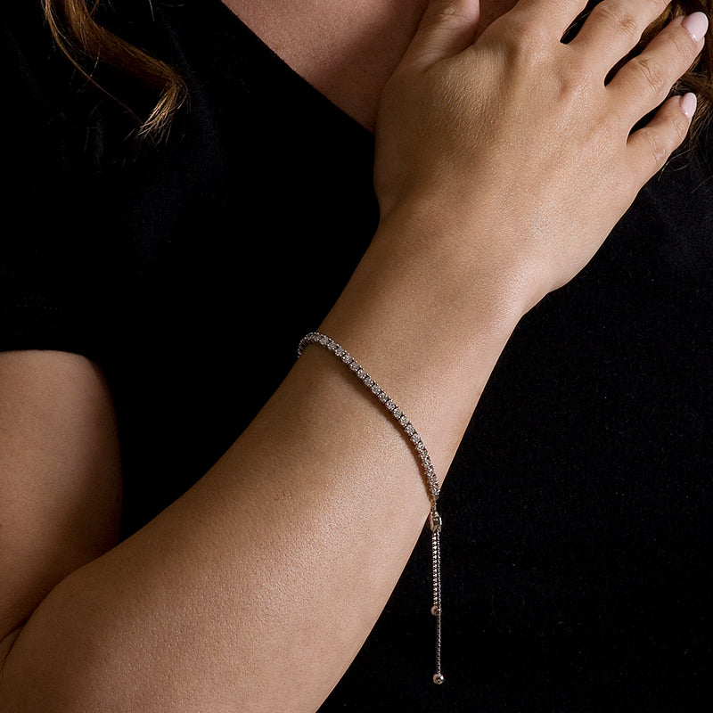 Adjustable Tennis Bracelet with Round-Cut Stones