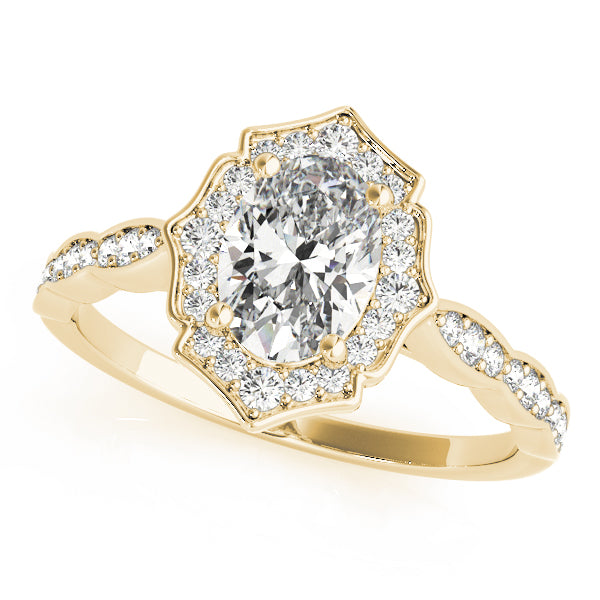 Scalloped Oval Halo Ring