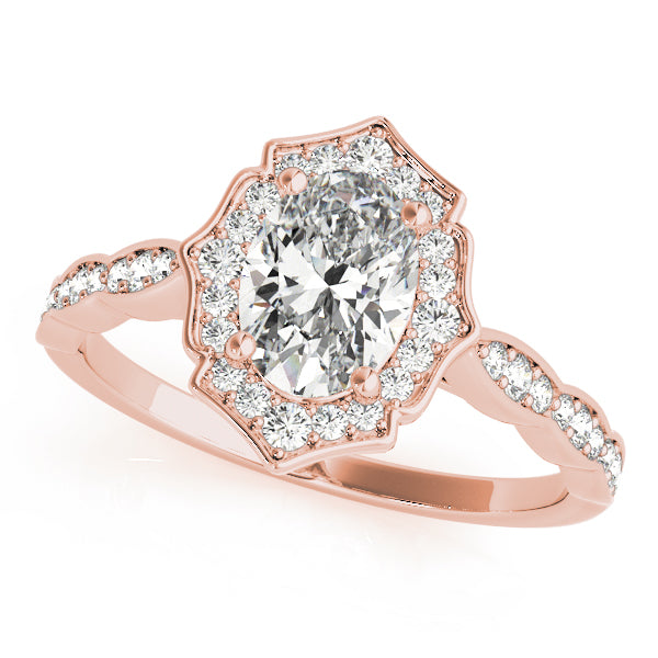 Scalloped Oval Halo Ring