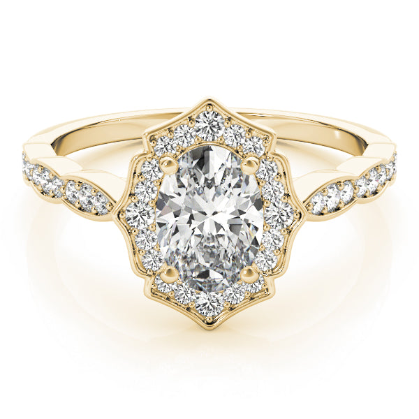 Scalloped Oval Halo Ring