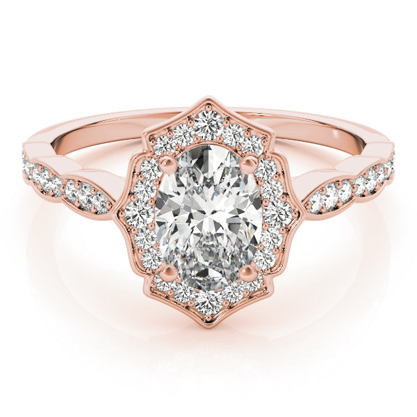 Scalloped Oval Halo Ring
