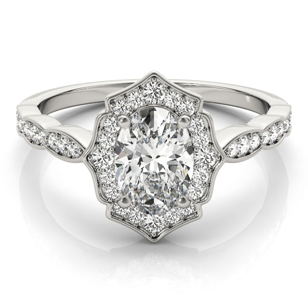 Scalloped Oval Halo Ring
