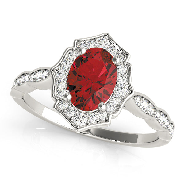 Scalloped Oval Halo Ring