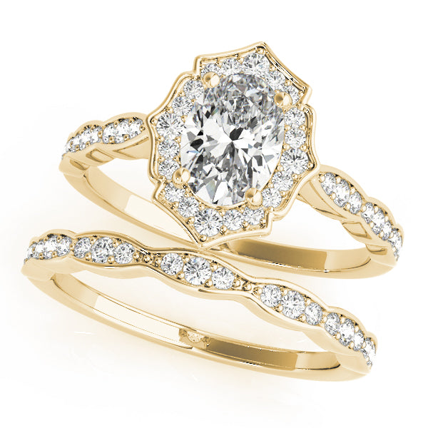 Scalloped Oval Halo Ring