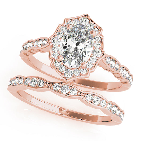 Scalloped Oval Halo Ring