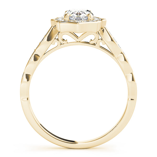 Scalloped Oval Halo Ring