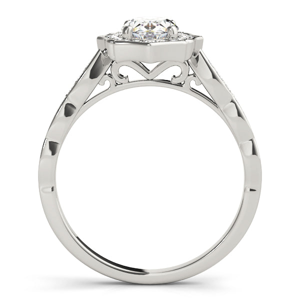 Scalloped Oval Halo Ring