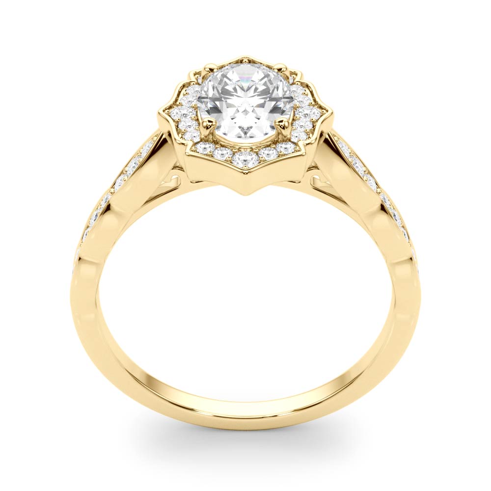 Scalloped Oval Halo Ring